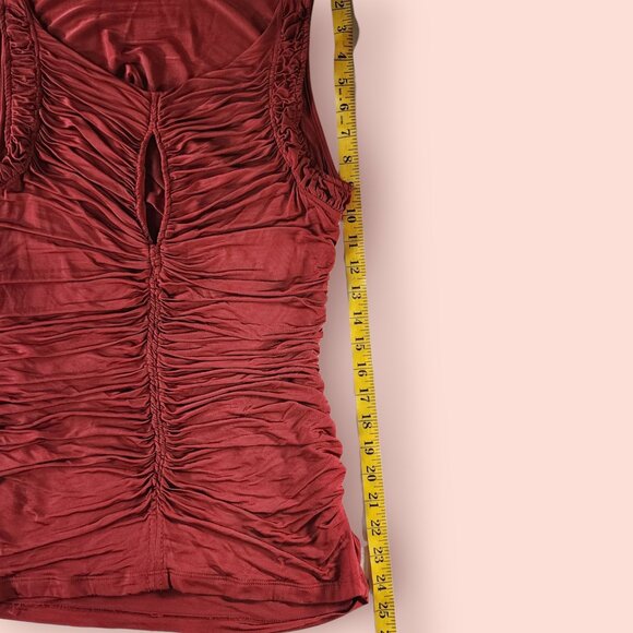 Vintage Y2K 2b bebe terracotta ruched draped top size L baddie vixen mcbling - Picture 6 of 8